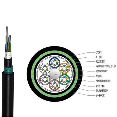 Underground 4 Core Armored Outdoor Fiber Optic Cable GYTA53 Stranded Loose Tube